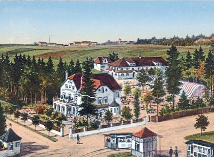 Kleinod in Hadern: Die Abbildung von 1910 zeigt das "Waldschlösschen" mit Biergarten und Bierhalle.