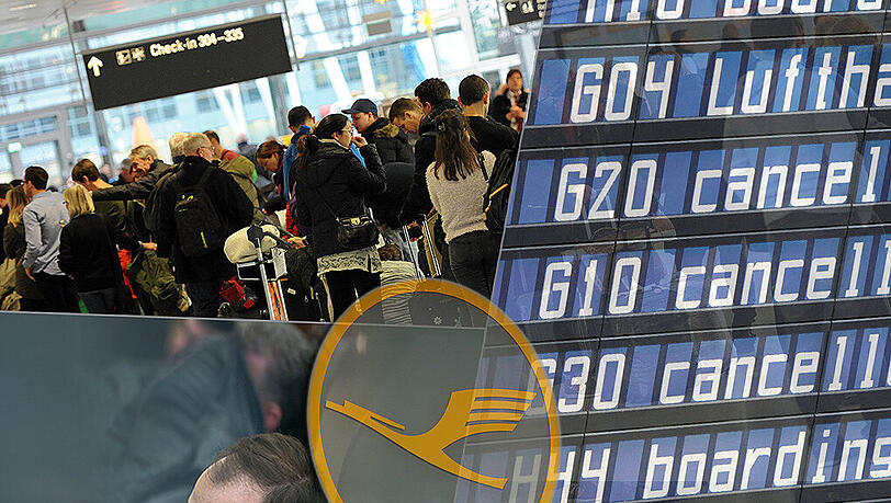 Lange Warteschlangen an den Schaltern, endloses Warten in den Terminals und fast jeder Langstreckenflug der Lufthansa fällt streikbedingt aus. Lange Warteschlangen an den Schaltern, endloses Warten in den Terminals und fast jeder Langstreckenflug der Lufthansa fällt streikbedingt aus.