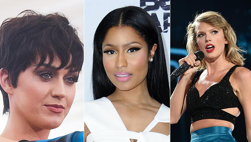 Lies den Twitter-Krieg zwischen Nicki Minaj (m.) und Taylor Swift (r.) nicht unkommentiert: Katy Perry Lies den Twitter-Krieg zwischen Nicki Minaj (m.) und Taylor Swift (r.) nicht unkommentiert: Katy Perry