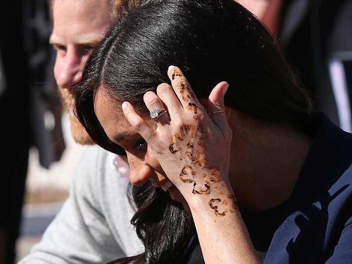 Herzogin Meghan mit ihrem Henna-Tattoo in Marokko.