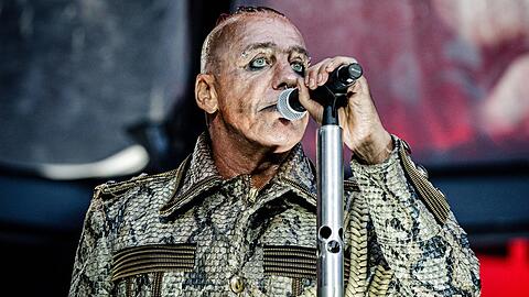 Till Lindemann während eines Auftritts mit Rammstein in Kopenhagen.