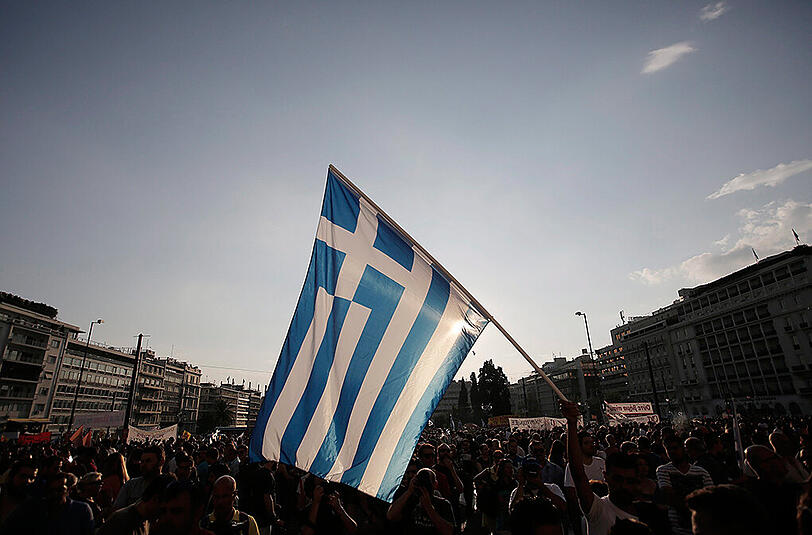 Befürworter eines "Nein" bei dem anstehenden Referendum bei einer Demo in Athen.