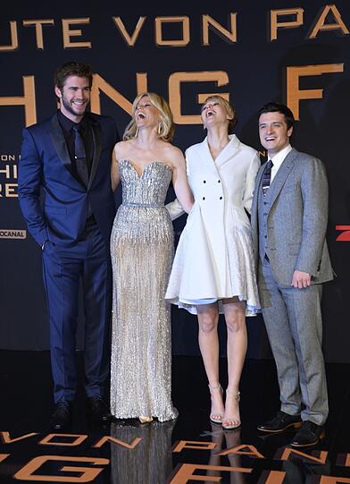 Die vier Schönsten vom roten Teppich: Liam Hemsworth, Elizabeth Banks, Jennifer Lawrence und Josh Hutcherson.