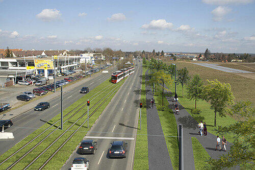 Wird ausgebaut: Die Straßenbahn von Thon bis zur Haltestelle Am Wegfeld im Knoblauchsland ist beschlossen, die Verlängerung nach Erlangen wird diskutiert.
