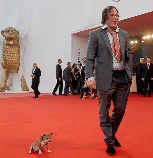 Tja, ein wenig enttäuschend sind diese Bilder schon! Mickey Rourke mit... ja was eigentlich??? Vergessen die guten und vor allem coolen Harley Davidson-Zeiten, für immer gelöscht die im Kopfkino abgespeicherten sexy Szenen aus 91/2 Wochen! Schade drum...