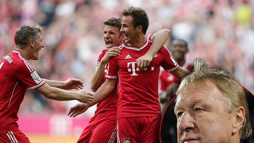 Rote Serienjubler: Zuletzt feierten Bastian Schweinsteiger (l.) und Thomas Müller (Mitte) Torschütze Mario Götze beim 3:2 gegen Hertha BSC. Rote Serienjubler: Zuletzt feierten Bastian Schweinsteiger (l.) und Thomas Müller (Mitte) Torschütze Mario Götze beim 3:2 gegen Hertha BSC.