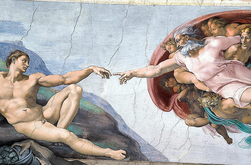 Die Erschaffung Adams ist das berühmteste von Michelangelos Bildern in der Sixtinischen Kapelle. Und wer genau hinschaut, sieht: Adam ist Linkshänder &ndash; genau wie Michelangelo es war.