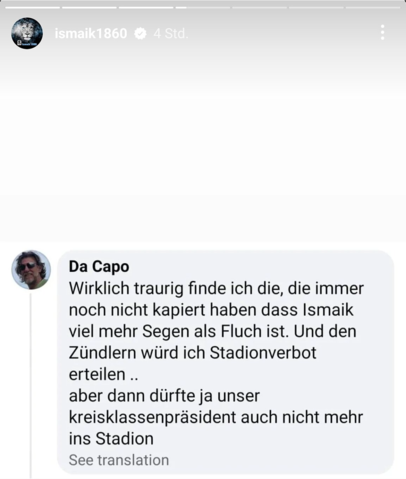Einer der Kommentare, die Ismaik über seine Social-Media-Kanäle geteilt hat. Einer der Kommentare, die Ismaik über seine Social-Media-Kanäle geteilt hat.