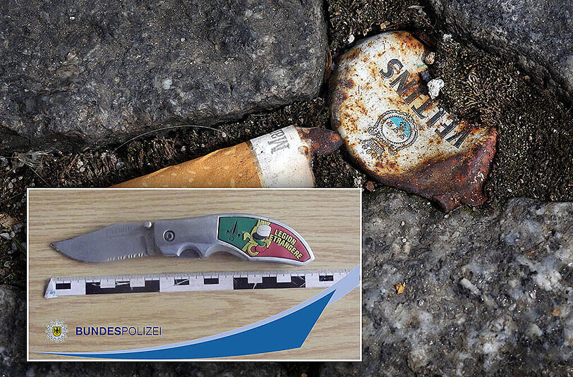 Mit diesem Messer wollte der 49-Jährige die Kronkorken aus dem Boden entfernen.