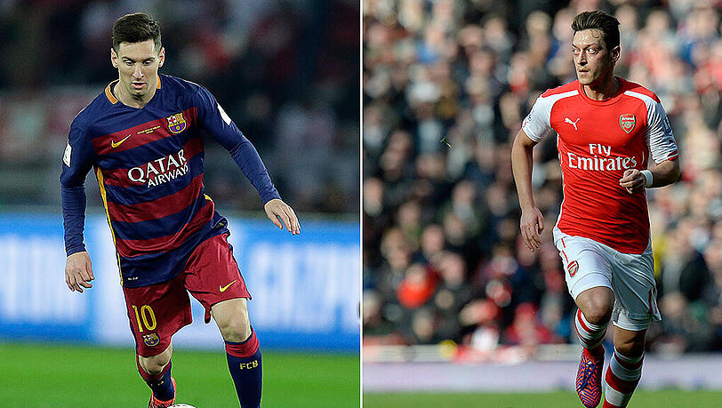 Lionel Messi (FC Barcelona) und Mesut Özil (FC Arsenal, rechts). Lionel Messi (FC Barcelona) und Mesut Özil (FC Arsenal, rechts).