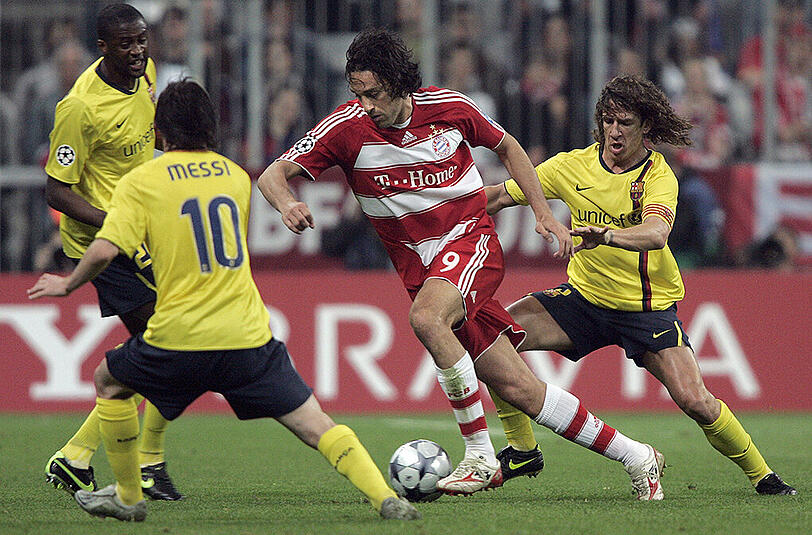 14.4.2009 FC Bayern &ndash; FC Barcelona 1:1: Sechs Tage später geht es nicht mehr ums Weiterkommen für die Luca Toni (M.) und Co., sondern um einen Abgang mit Würde. Ribéry trifft zum 1:0, Keita trifft zum Ausgleich. Dabei bleibt es.