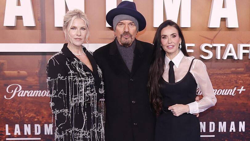 Die "Landman"-Stars in Berlin (v.l.n.r.): Ali Larter, Billy Bob Thornton und Demi Moore.