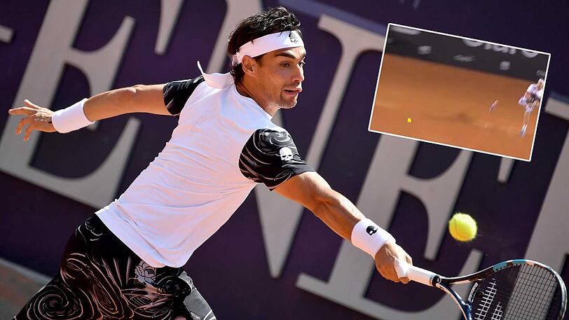 Fabio Fognini ist immer für spektakuläre Aktionen gut. In Rio verlor er seinen Schläger, fing ihn auf und machte den Punkt.