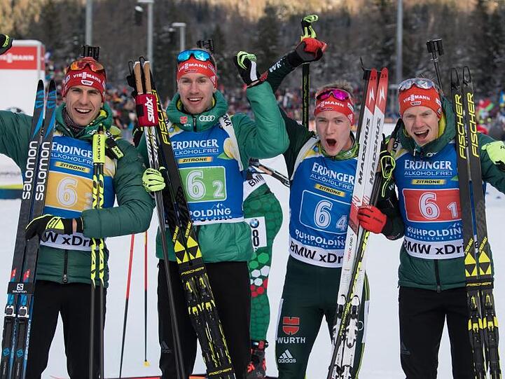 Arnd Peiffer, Johannes Kühn, Benedikt Doll und Roman Rees kamen als Zweite ins Ziel.