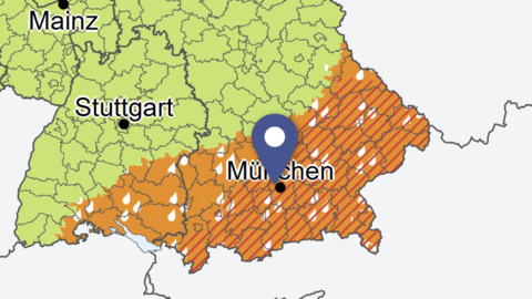 Der Deutsche Wetterdienst rechnet f&uuml;r M&uuml;nchen und S&uuml;dbayern mit Unwetter ab 13 Uhr.