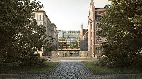 So könnte der Blick vom Alten Botanischen Garten in Richtung Oberlandesgericht einmal aussehen.