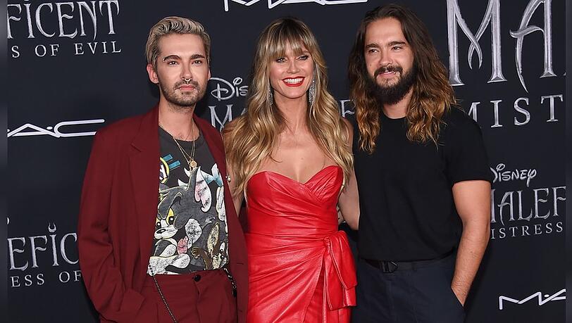 Heidi Klum unterstützt Ehemann Tom Kaulitz (re.) und Schwager Bill Kaulitz (li.) auf ihrer Tokio-Hotel-Tour.