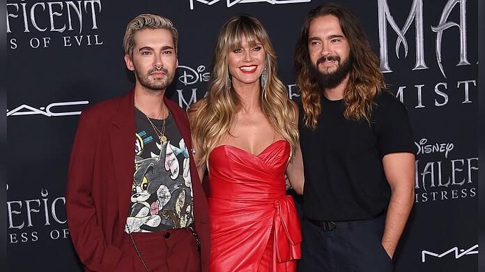 Heidi Klum unterstützt Ehemann Tom Kaulitz (re.) und Schwager Bill Kaulitz (li.) auf ihrer Tokio-Hotel-Tour.