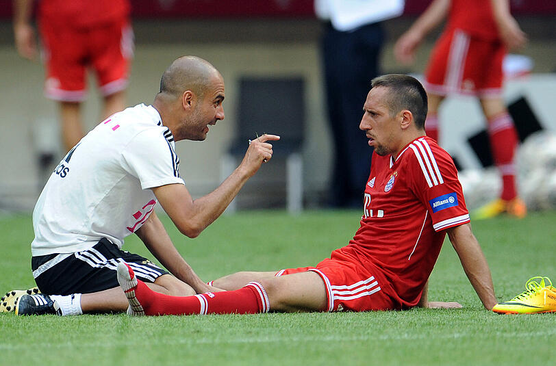 Pep Guardiola und Franck Ribéry (r.) (Archivbild)