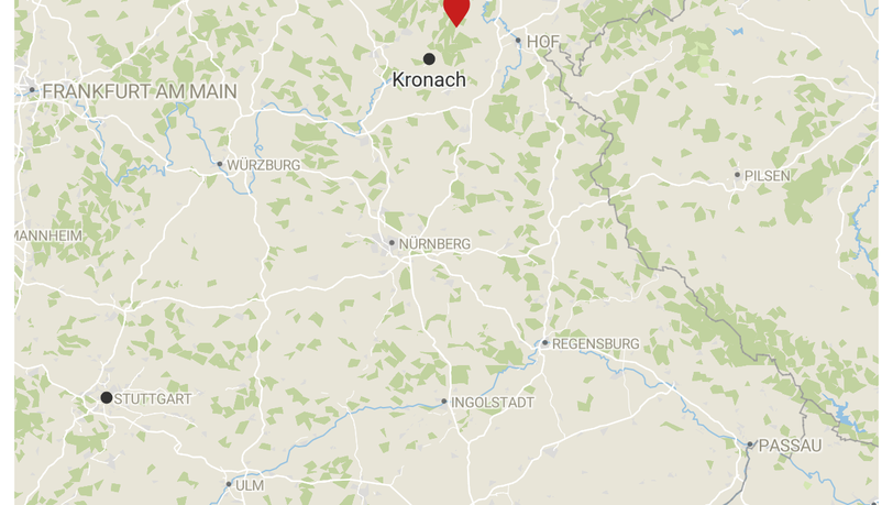 Auf der Karte ist zu sehen, wo der Nordwald Space in Nordhalben liegt. Auch M&uuml;nchen und Daniel Lerners alte Heimat Stuttgart sind abgebildet.