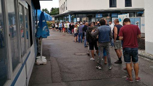Schlangestehen für Löwen-Tickets. Die Bilder von der Grünwalder Straße.