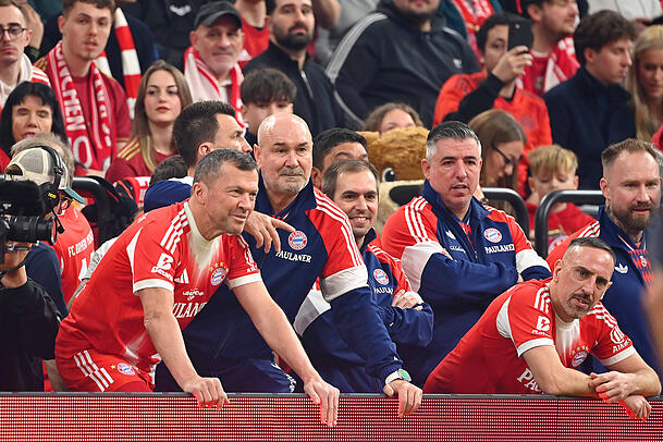 Bayern-Legende unter sich: Matthäus und Aumann. Bayern-Legende unter sich: Matthäus und Aumann.
