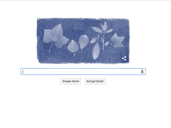 Zu Ehren der Foto-Pionierin Anna Atkins besteht das Google-Logo aus Blättern
