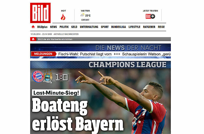 Bei der "Bild" erlöst Boateng den FCB.