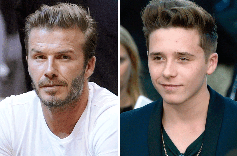 David Beckham (l.) muss für seinen Sohn Brooklyn (r.) neue Zukunftspläne schmieden.