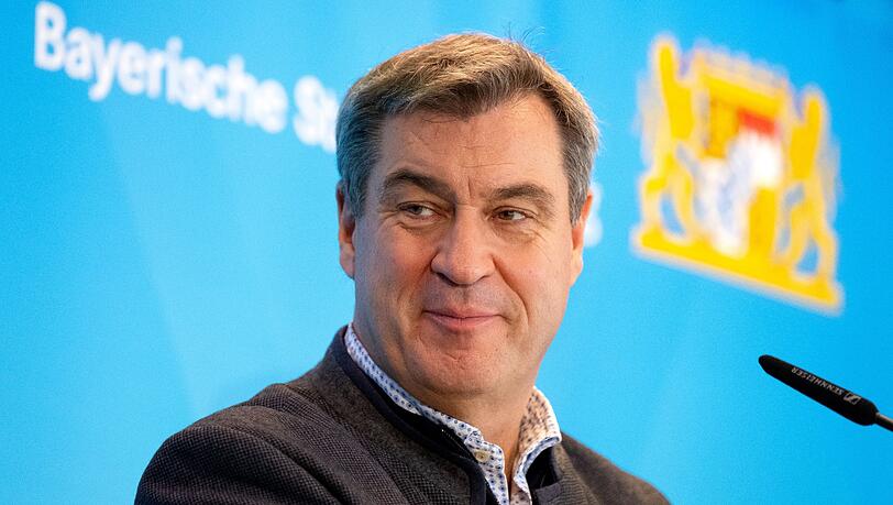 Markus Söder (CSU), Ministerpräsident von Bayern, nimmt an einer Pressekonferenz teil.
