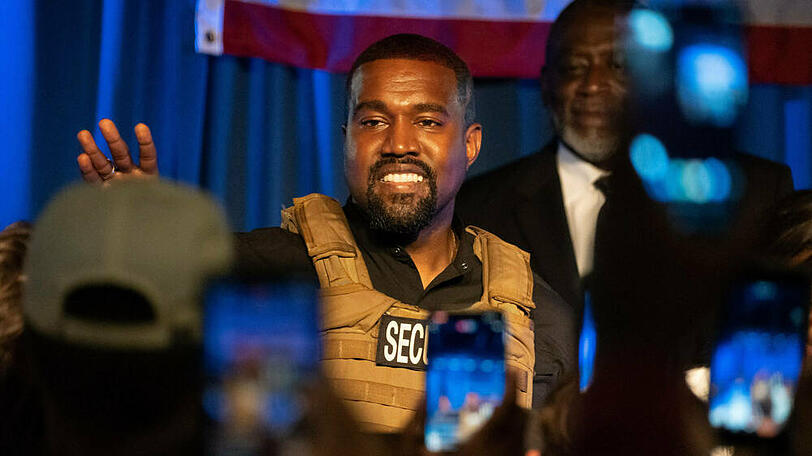 Kanye West während seines ersten Wahlkampfauftritts in Charleston.