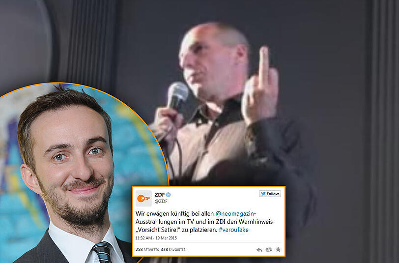 Das ZDF will nach der Stinkefinger-Video-Affäre um Gianis Varoufakis künftig alle Ausstrahlungen von "Neo Magazin Royale" mit dem Warnhinweis "Vorsicht, Satire!" versehen.