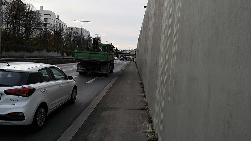 Die bedrohliche Radlstelle am Brudermühltunnel.