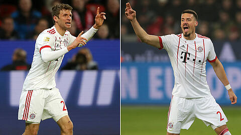Bis Sandro Wagner (rechts) in Leverkusen in der 78. Minute endlich ran durfte, hatte Thomas Müller schon ne ganze Weile gemüllert.