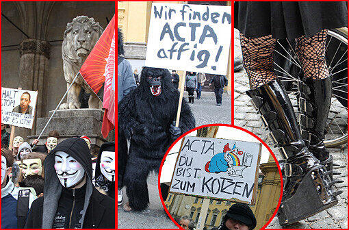 Affige Kostüme, witzige Plakate und viele Masken: Die Bilder von der Anti-ACTA-Demo in München