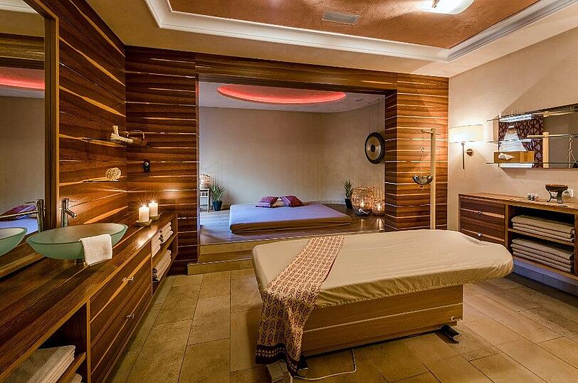 Der Ayurvedaraum im 3.0000 Quadratmeter großen Wellnessbereich.