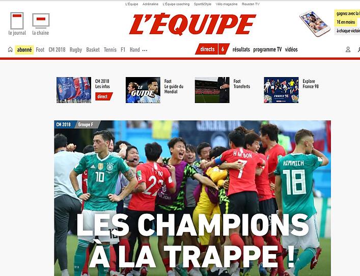 "L'Équipe": "Die Champions fallen durch."