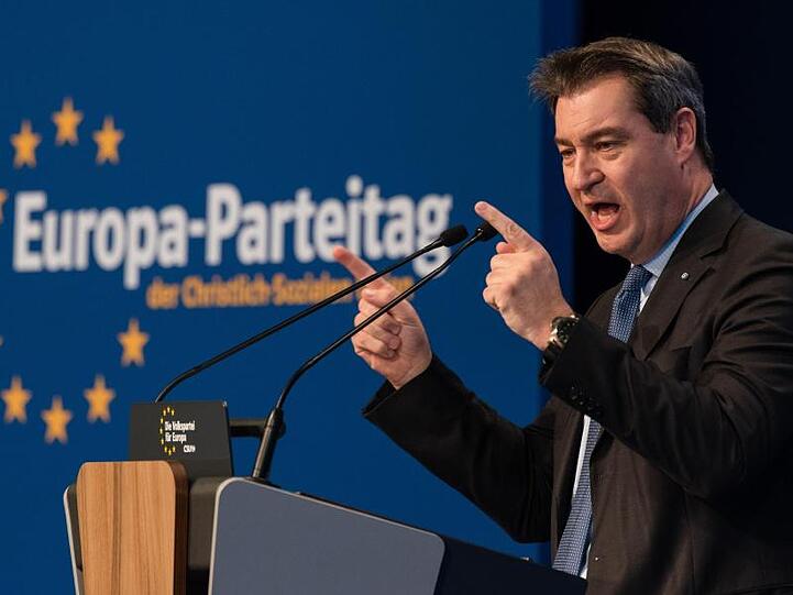 Der bayerische Ministerpräsident Markus Söder beim Europa-Parteitag der CSU in Nürnberg.