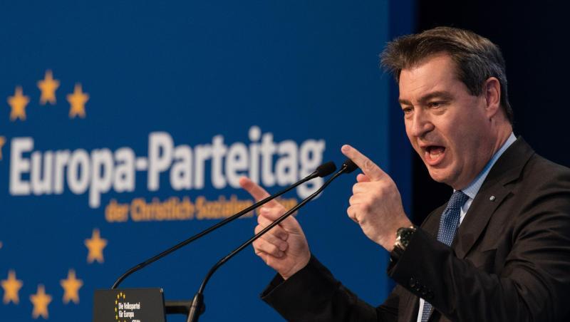 Der bayerische Ministerpräsident Markus Söder beim Europa-Parteitag der CSU in Nürnberg. Der bayerische Ministerpräsident Markus Söder beim Europa-Parteitag der CSU in Nürnberg.