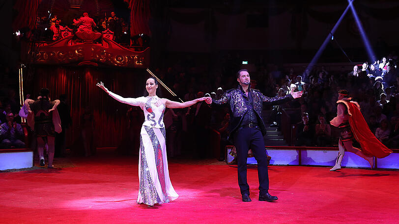 Glamouröses Paar: die Circus-Krone-Direktoren, Jana Lacey-Krone und Martin Lacey jr., letztes Jahr nach einer Premiere.