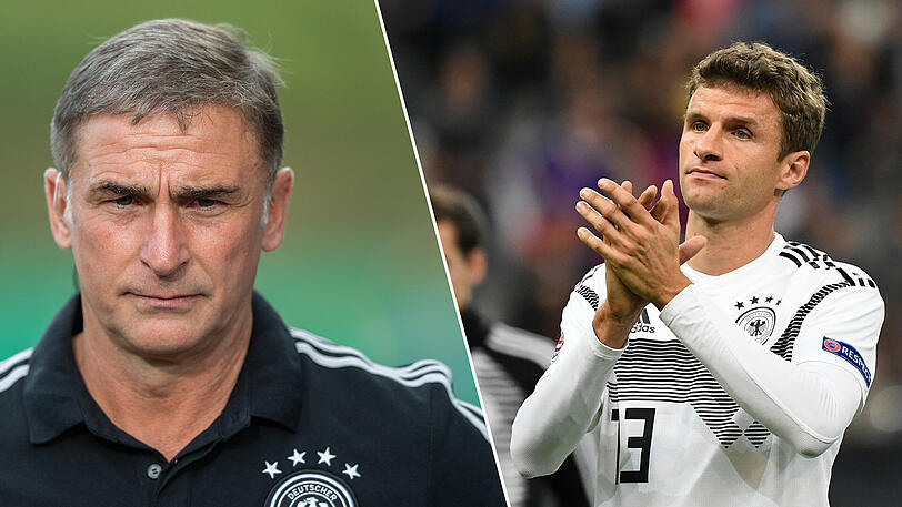 Stefan Kuntz (l.) hat Thomas Müller auf die NADA-Liste für Olympia 2020 gesetzt.