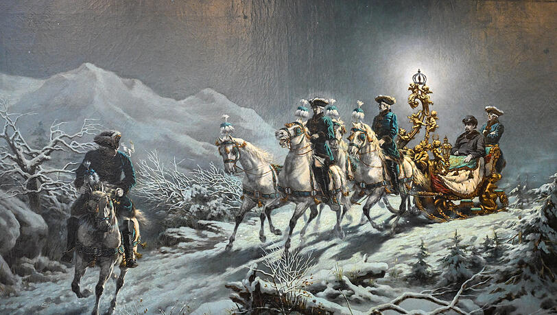 So in etwa dürfte es ausgesehen haben, wenn Ludwig II. zwischen seinen vielen Bergresidenzen auf Goldschlitten pendelte.