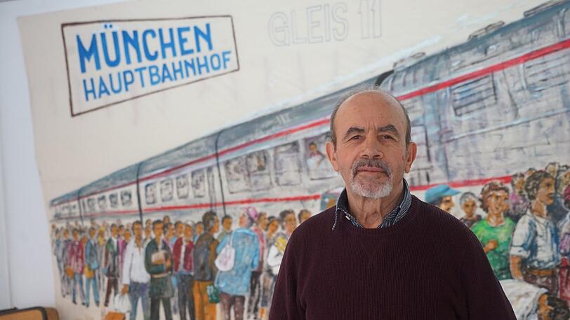 Der langjährige Familienfreund Stefanos Stoilas zeigt seine Malerei gemeinsam mit Eleni Delidimitriou-Tsakmaki. Auch sein Thema: Migration.