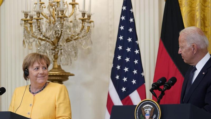 Kanzlerin Merkel und US-Präsident Biden demonstrieren Einigkeit und Harmonie.