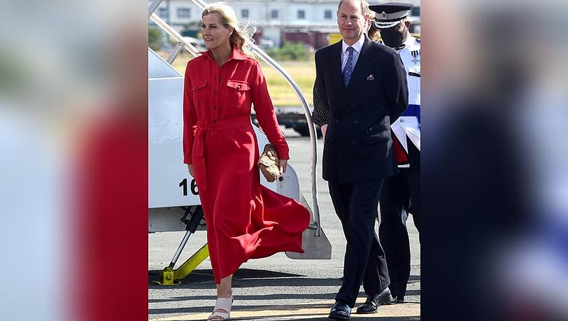 Gräfin Sophie und Prinz Edward bei ihrer Ankunft in St. Lucia.