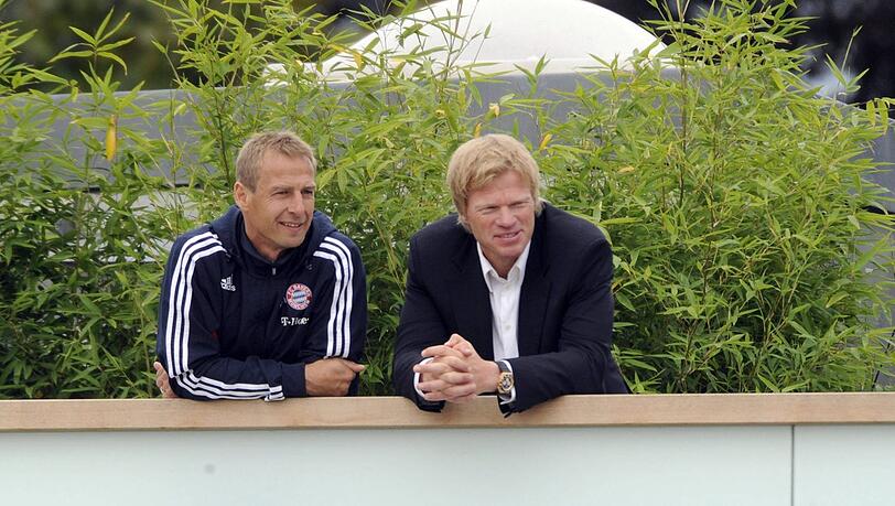 Jürgen Klinsmann (l.) und Oliver Kahn spielten beim FC Bayern und in der DFB-Auswahl zusammen. Jürgen Klinsmann (l.) und Oliver Kahn spielten beim FC Bayern und in der DFB-Auswahl zusammen.