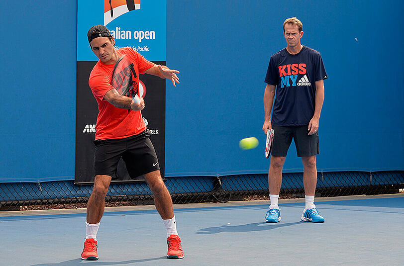 Zwei Jahre ein gute Team: Roger Federer und Stafen Edberg (r)