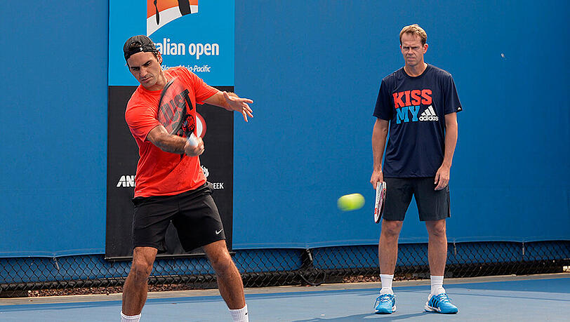 Zwei Jahre ein gute Team: Roger Federer und Stafen Edberg (r) Zwei Jahre ein gute Team: Roger Federer und Stafen Edberg (r)