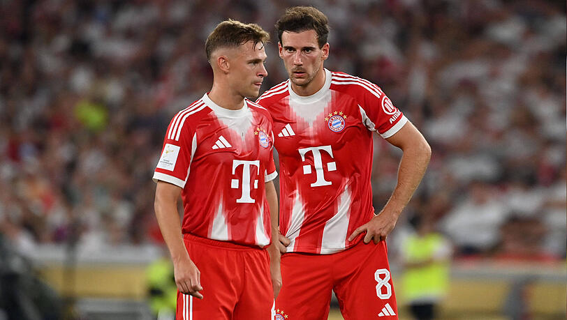 Bald wieder getrennt? Joshua Kimmich (l.) und Leon Goretzka bildeten zuletzt das Duo im defensiven Mittelfeld des FC Bayern.