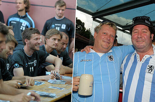 Fanabend des TSV 1860 im Trainingslager in Bad Häring: Mitgereiste Fans konnten mit den Spielern plaudern, sich Autogramme geben lassen oder ein Bierchen trinken.